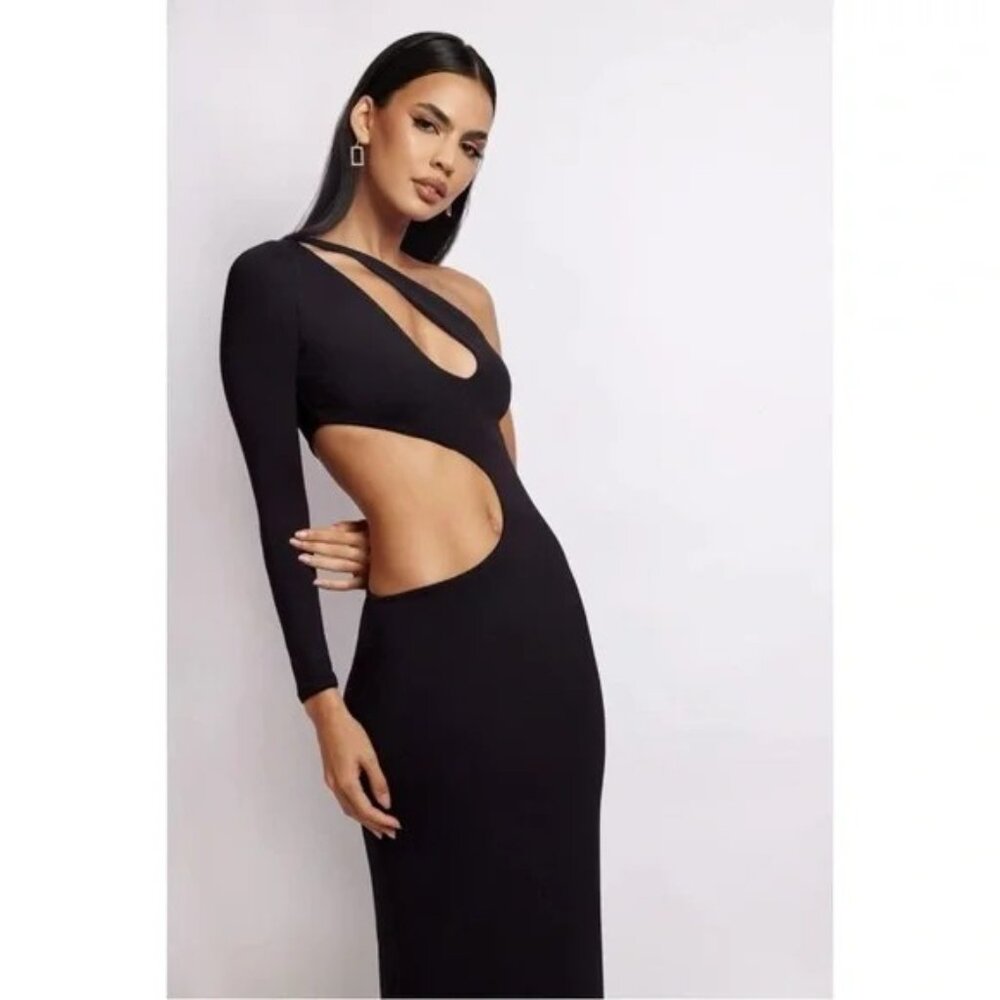 Joyce One Shoulder Cut Out Maxi Dress - Black S